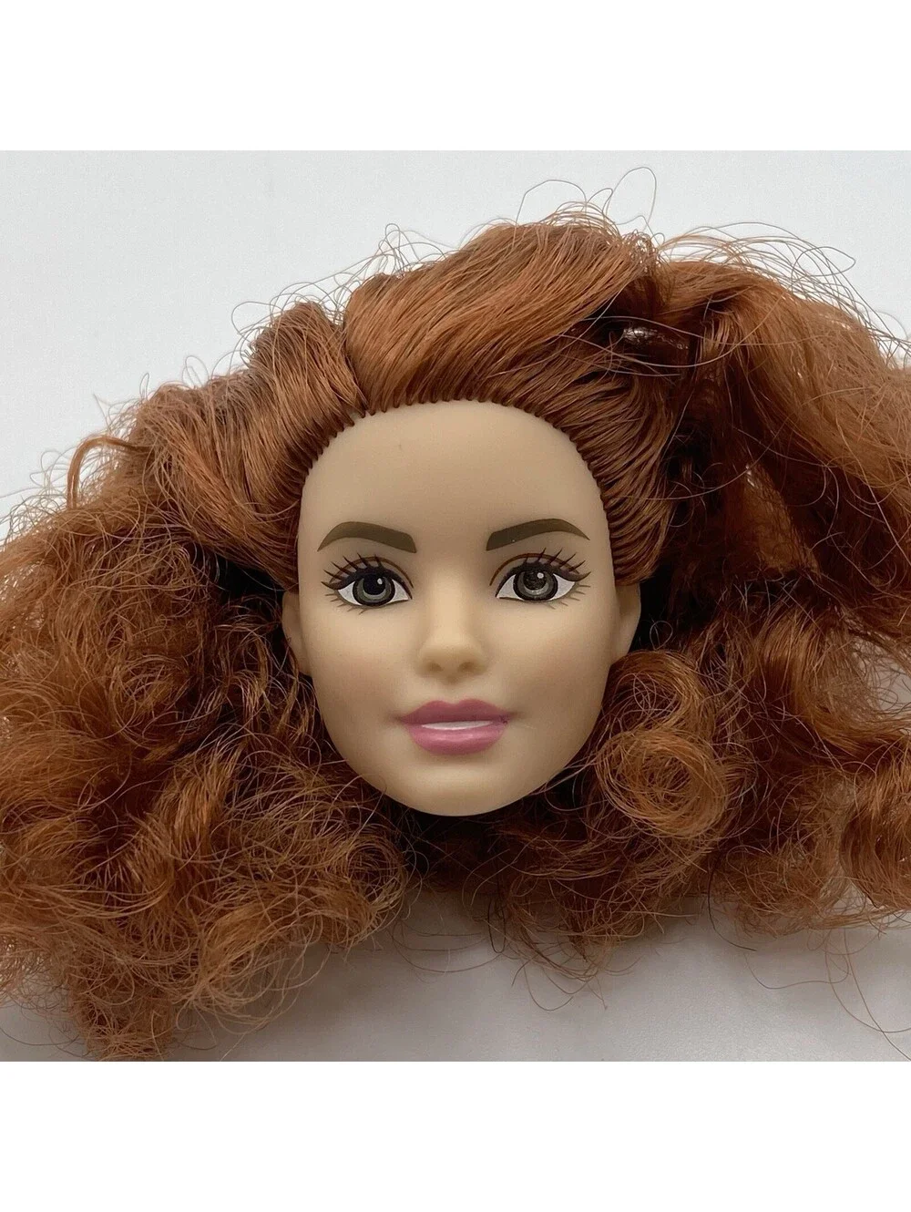 Barbie Head Only- Red Curly Hair Brown Eyes For OOAK B19